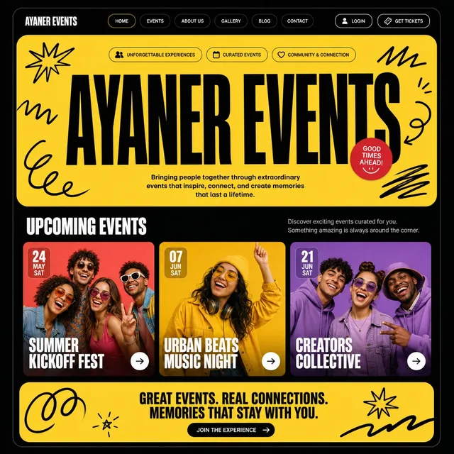 Ayaner Events Colourful — web sitesi tasarımı